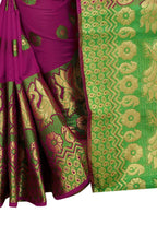 Vamika Banarasi Cotton Silk Pink Weaving Saree | Grocsy