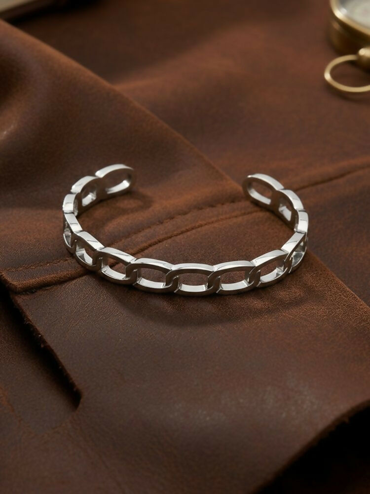 NVR Men's Silver Plated Cuff Bracelet | Grocsy