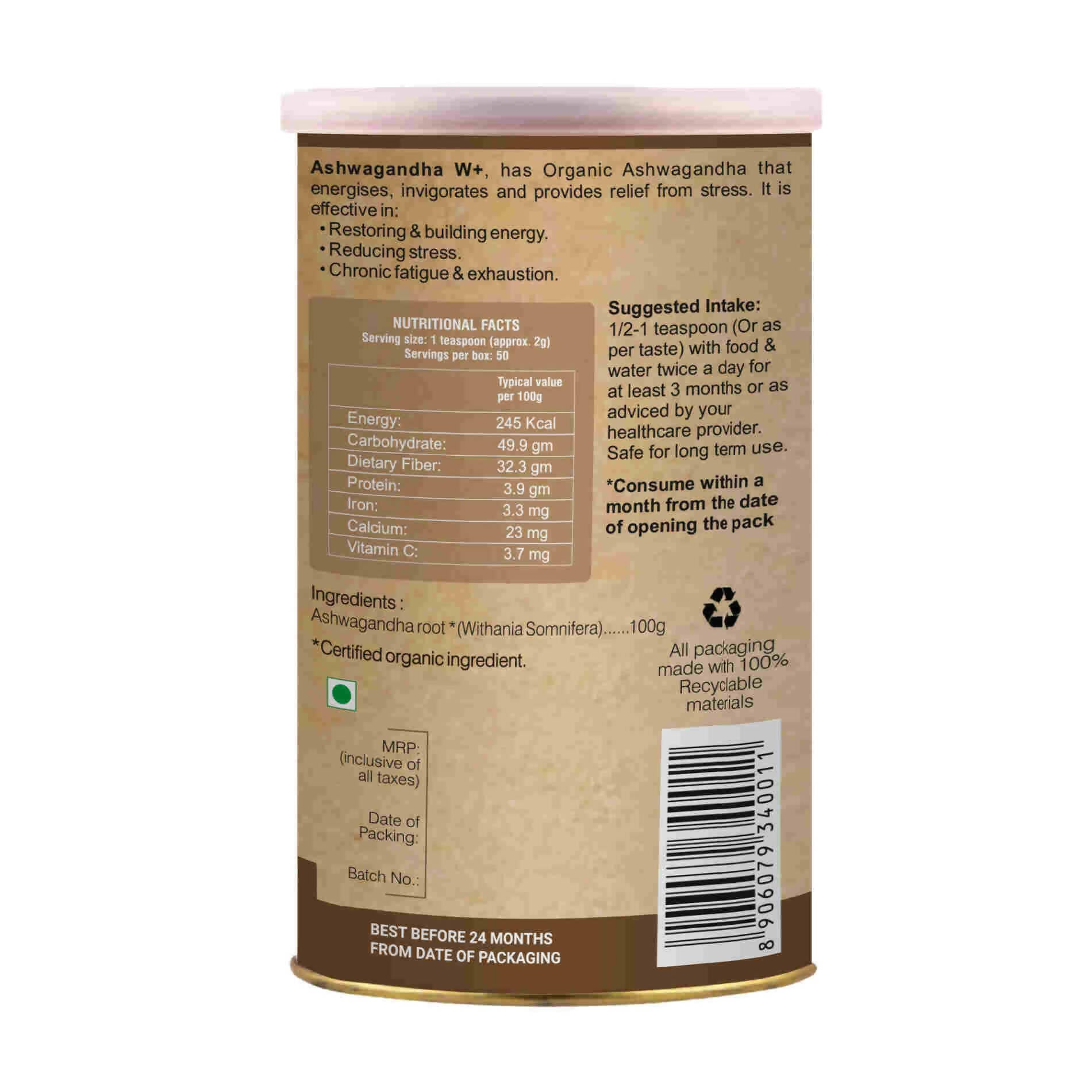 Organic Wellness Ashwagandha Powder | Grocsy