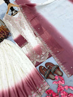 Teeya Creation New Trending Heavy Dual Tone Peding Star Georgette Pink Kurta Set | Grocsy