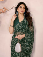 Partywear Designer Georgette Green Fancy Saree - Durga | Grocsy