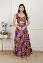 Miravan Womens Purple Pure Cotton Floral Printed Sleeveless Cut Out Western Dress | Grocsy