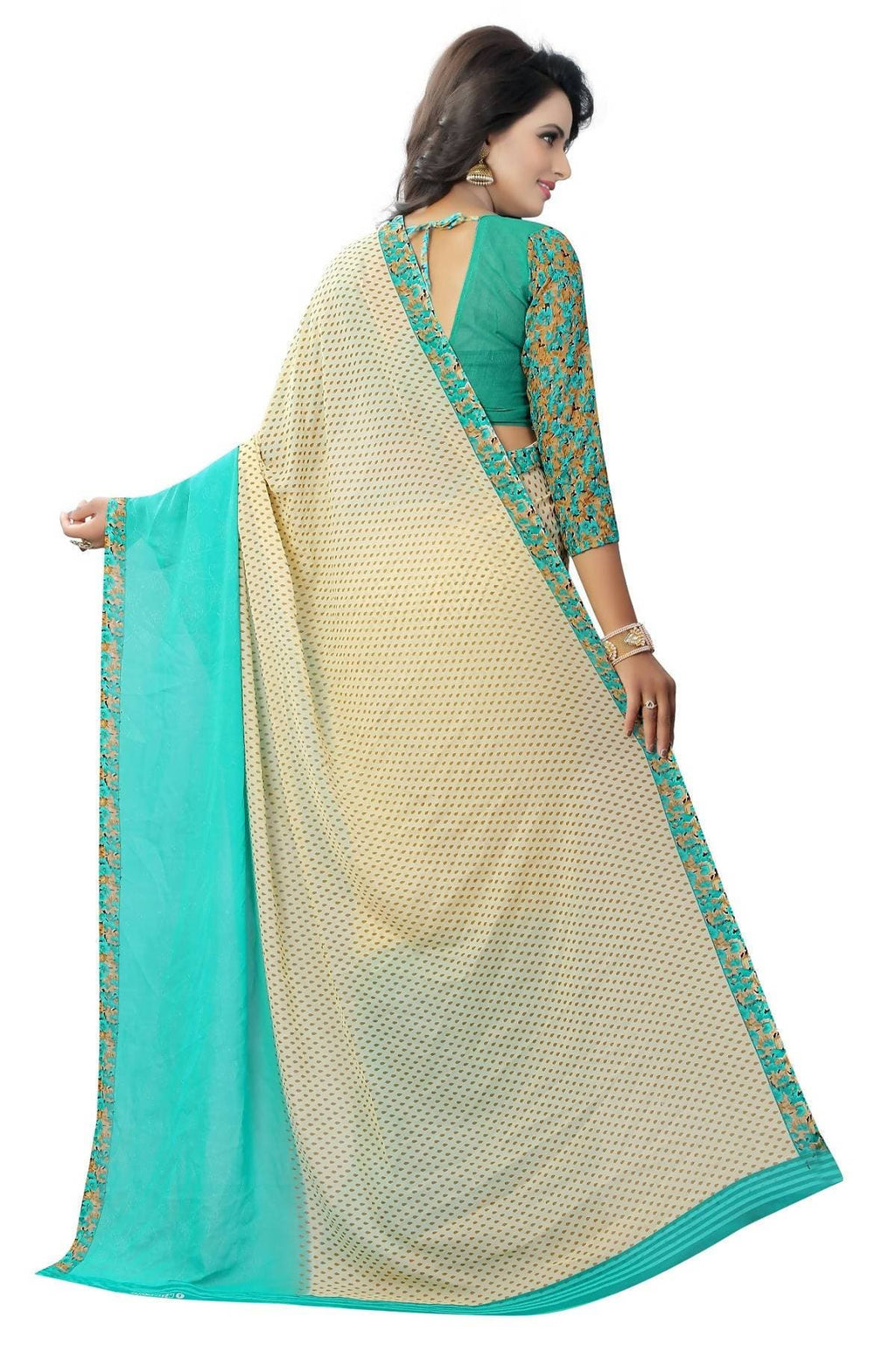 Vamika Rama Green Georgette Printed Contemporary Saree (PADING RAMA) | Grocsy