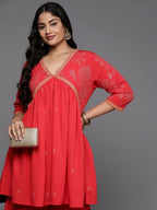 Ahalyaa Women's Traditional Wear Co-ords - Red | Grocsy