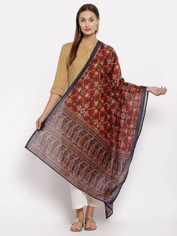 Myshka Women's Traditional Multi Cotton Print Casual Dupatta | Grocsy