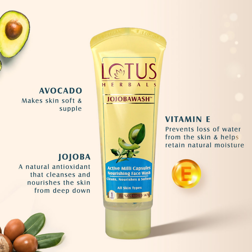 Lotus Herbals Jojobawash Active Milli Capsules Nourishing Face Wash | Grocsy