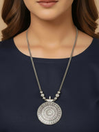 NVR Women Round Mandaliya Silver Plated Necklace | Grocsy