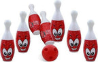 Kipa Proudly Made in India Big Size Plastic Bowling Set 6 pins 2 Balls Large Bowling Toy for Kids Multi Color with Smart Chain Carry Case | Grocsy