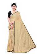 Vamika Cream Malai Silk Printed Saree (Zigzag Chiku) | Grocsy