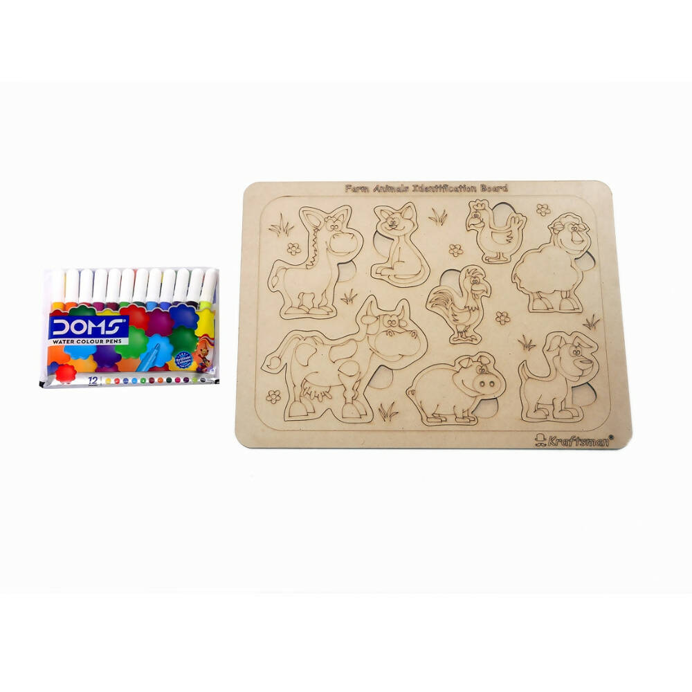 Kraftsman Farm Animals Identification Puzzle Board With Color Kit Included | Grocsy