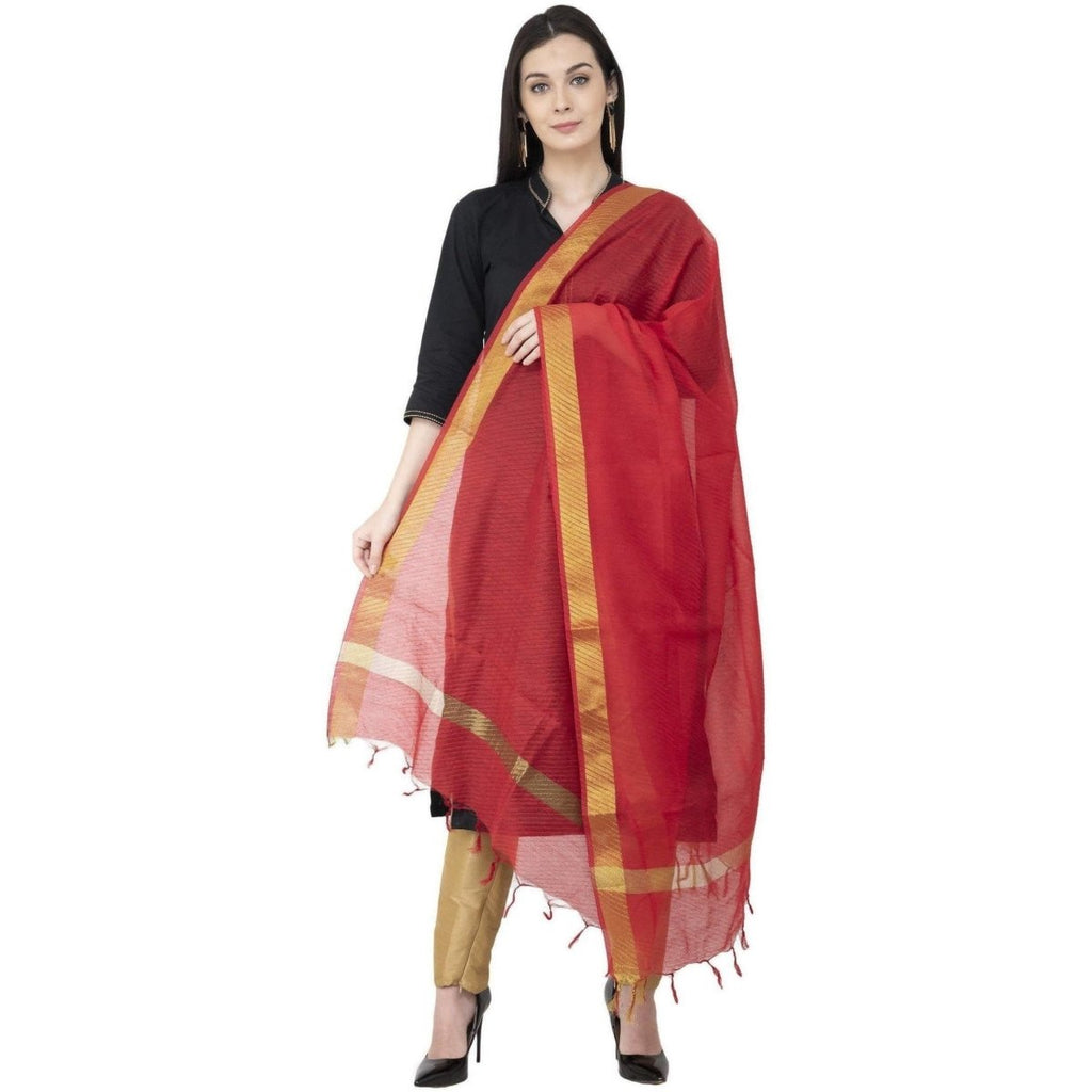 A R Silk Chanderi Crush Crush Design Red Color Dupatta or Chunni | Grocsy