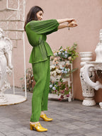 Green Crush Plain Top with Matching Bottom - Eesha | Grocsy