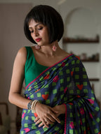 Suta Multi Color Checked Pure Cotton Saree | Grocsy