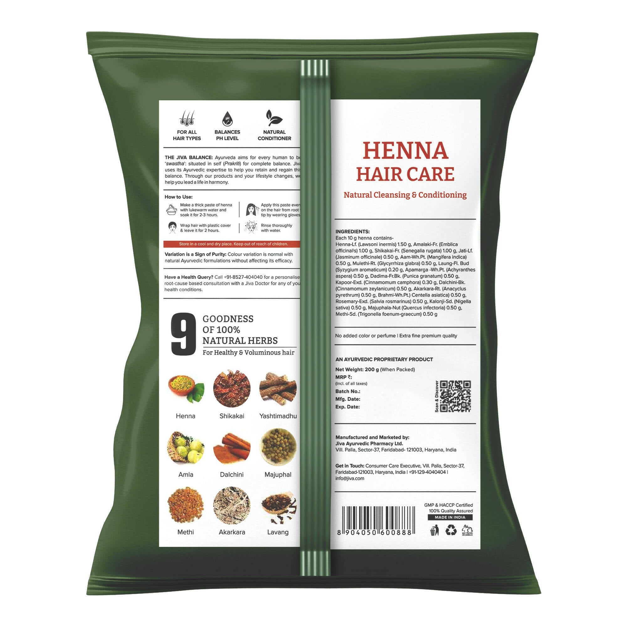 Jiva Ayurveda Henna Hair Care Powder | Grocsy