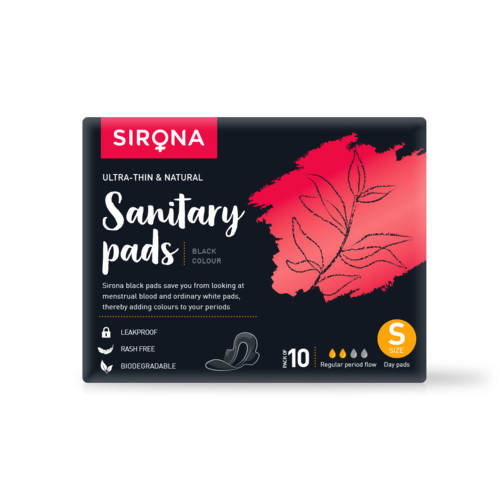 Sirona Biodegradable Black Sanitary Pads | Grocsy