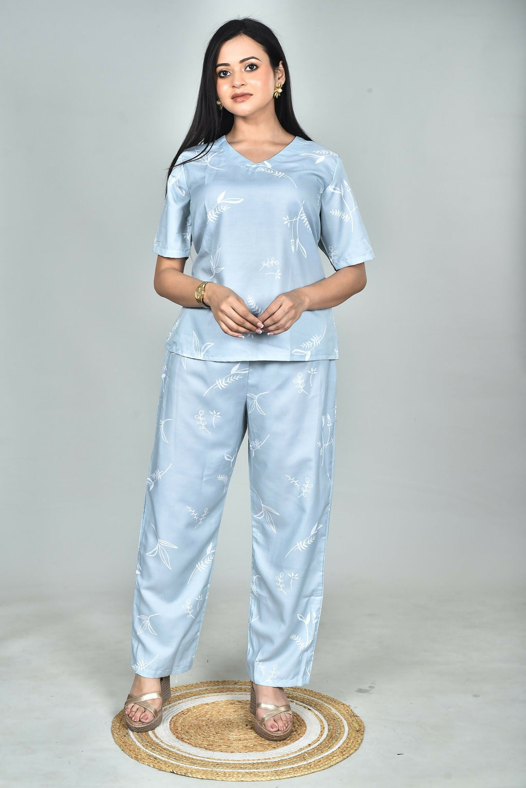 Morchari Digital Print Semi Muslin Co-Ord Set Top & Trouser-Multicolor | Grocsy