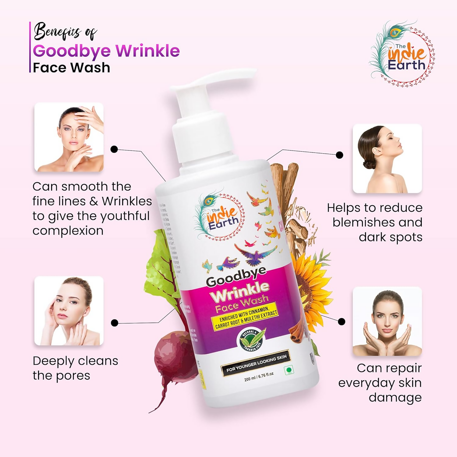 The Indie Earth Goodbye Wrinkle (Anti-Ageing) Facewash | Grocsy