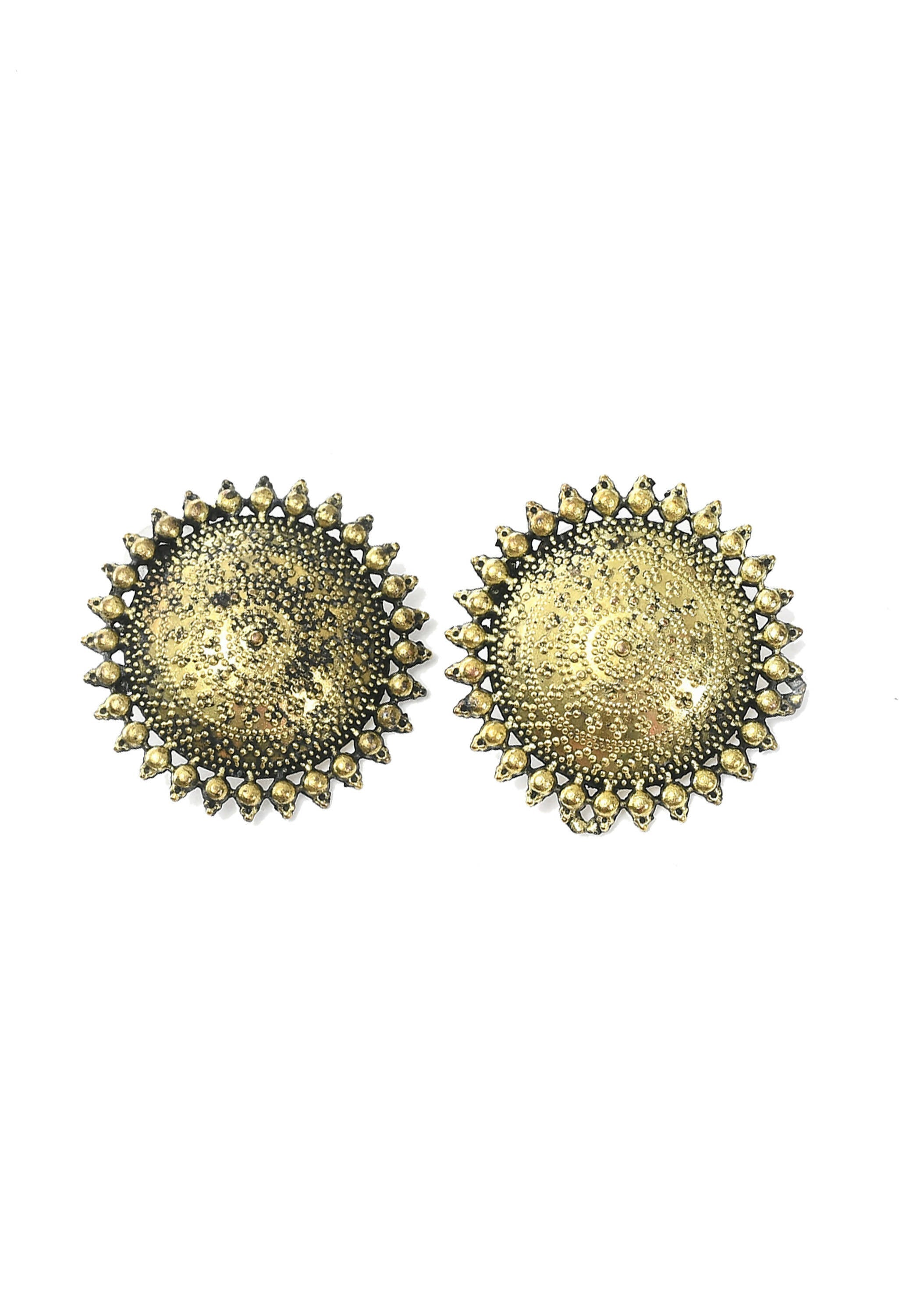 Mominos Fashion Johar Kamal Oxidised Gold-Polished Brass Finish Ghungroo Design Choker Set | Grocsy