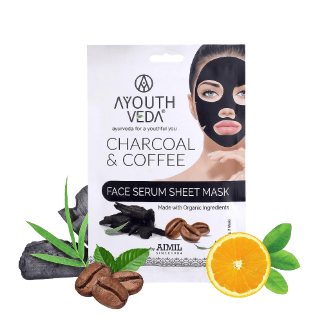 Ayouthveda Charcoal Coffee Face Serum Sheet Mask | Grocsy