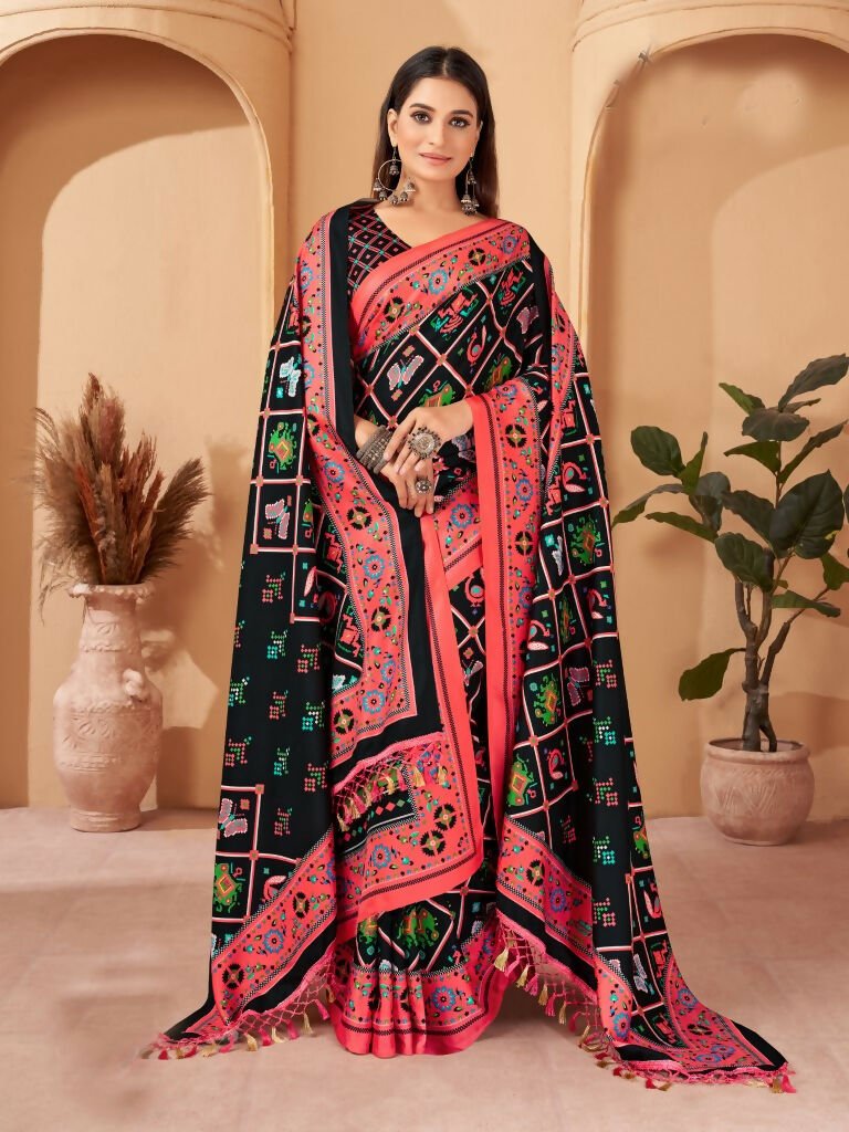 Aayaa Designer Winter Collection Printed Saree With Shawl - Multi Color | Grocsy