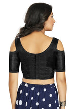 Aastha Fashion Women's Black Art Silk Cold Shoulder Sleeve Readymade Blouse | Grocsy