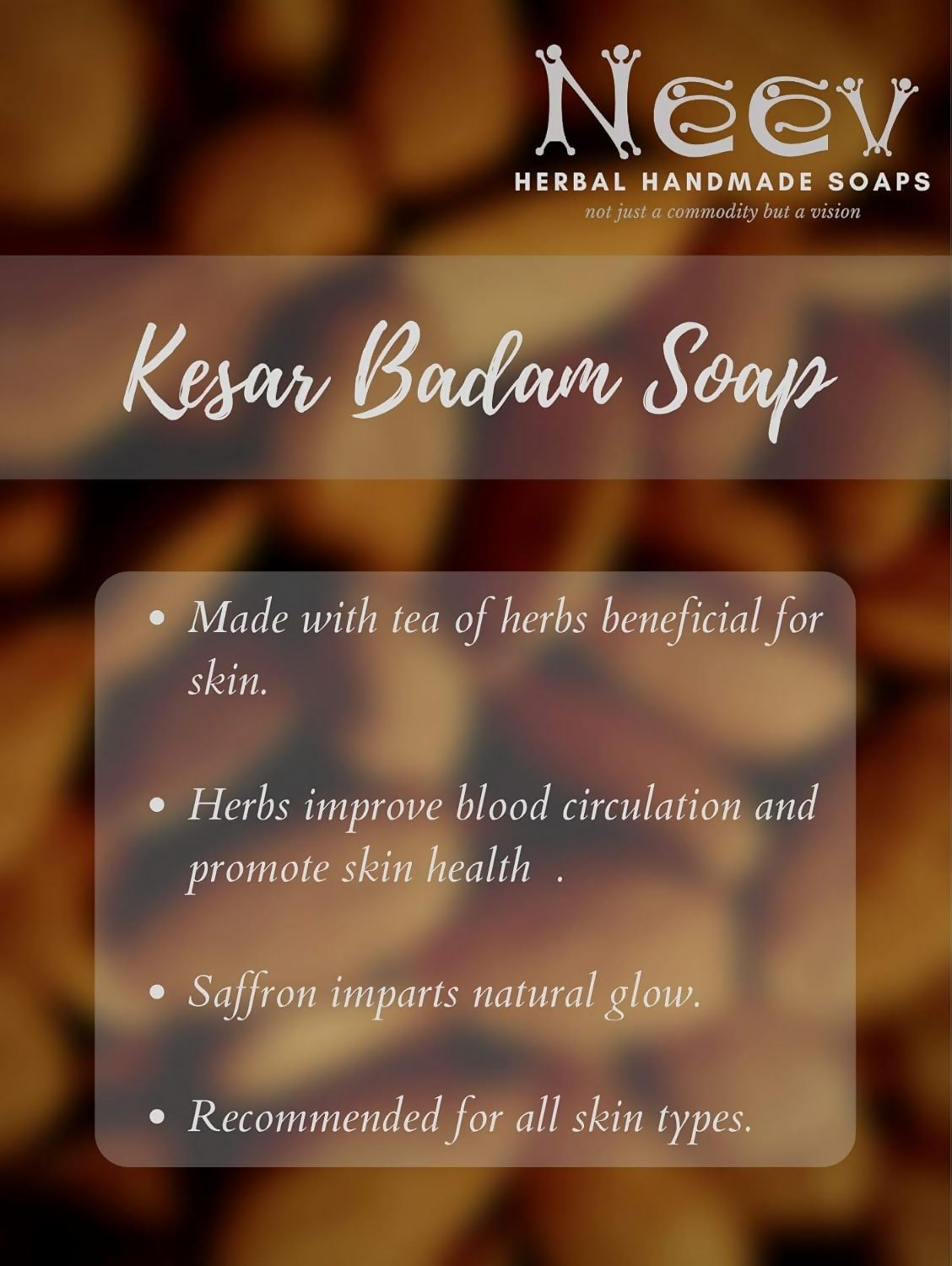 Neev Herbal Handmade Soap Kesar Badam Soap For A Royal Glow | Grocsy