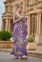 Butterfly Bush Purple Superior V.P.Silk Woven Printed Patola Silk Saree - Rewaa Milano | Grocsy