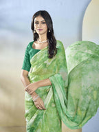 Sea Green Georgette Designer Printed Ready to Wear Saree - Samyana | Grocsy