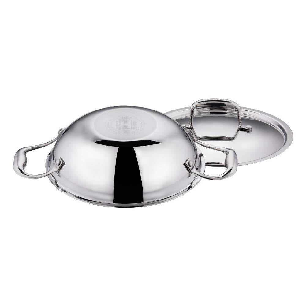 Vinod Platinum Triply Stainless Steel Kadai With Lid | Grocsy