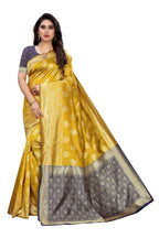 Vamika Banarasi Jacquard Weaving Yellow Saree (Dangal Yellow) | Grocsy