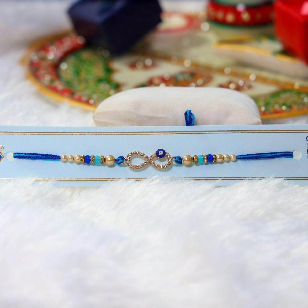 Indianvibez Evil Eye Elegance With Stone Designer Rakhi | Grocsy