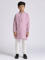 Joban Fashion Kids Island Traditional Ethnic Wear with Silk Sequence Embroidery Full Sleeves Kurta and Pyjama Set - Purple | Grocsy