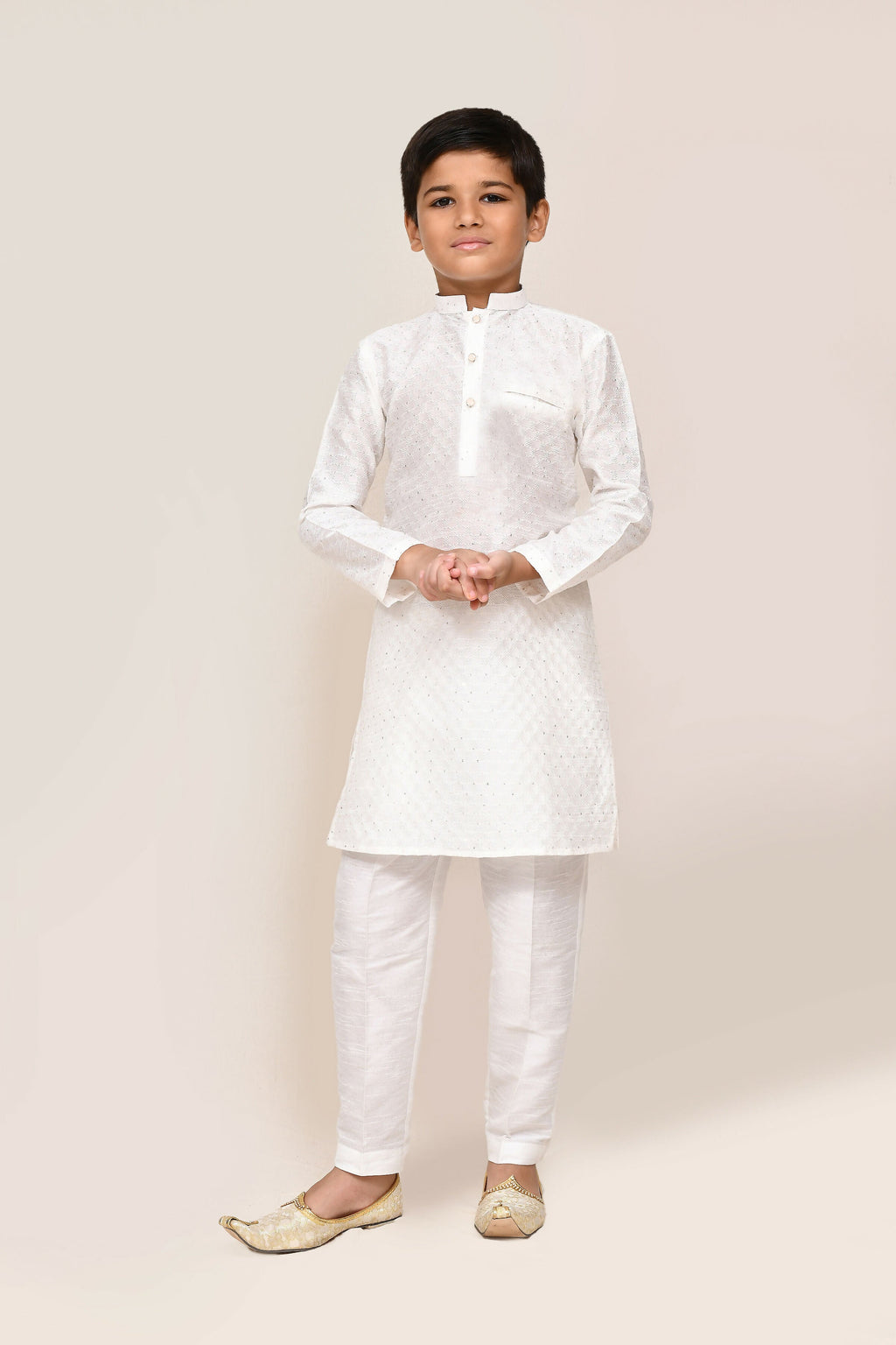 Joban Fashion Art Silk White Kurta With Straight Fit Pant | Grocsy