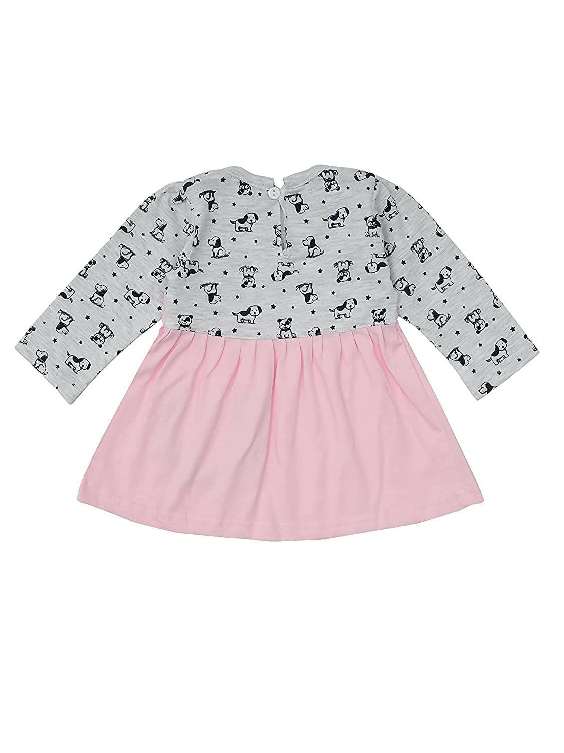 NammaBaby Baby Girl's A-Line Mini Frock Dress - Pink Grey | Grocsy