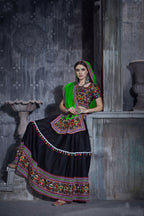 AI Fashion Black Art Silk Designer Navratri Lehenga Choli Collection | Grocsy