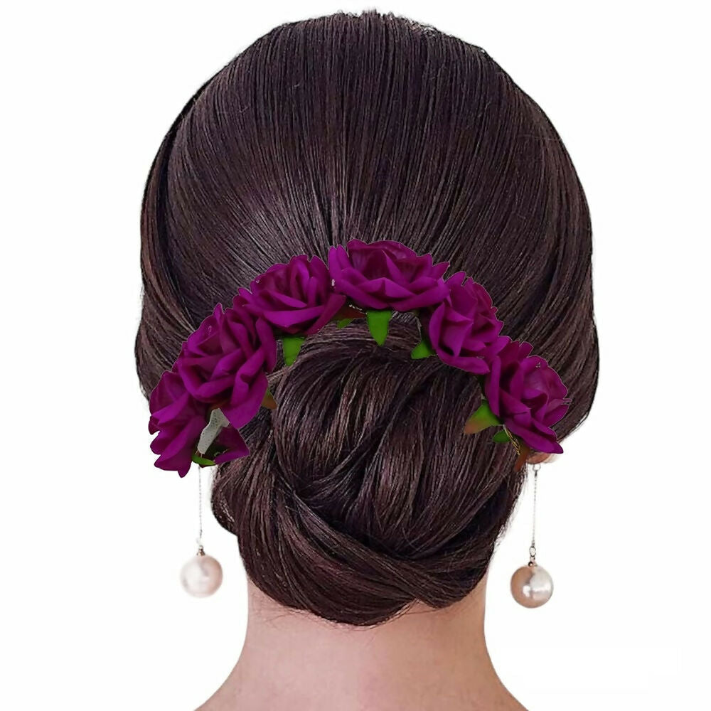 Purple Velvet Rose Gajra | Grocsy