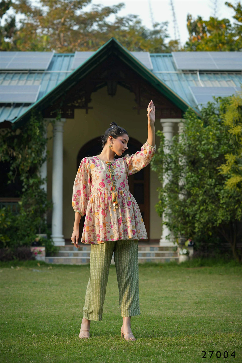Women's Casual Fashionable Multi Mull Cotton co-ord set - Anya | Grocsy