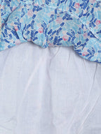 Manet Girls Cotton Layer Frock Leaf Printed - Blue | Grocsy