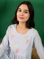 Blue Embroidered Muslin Kurta and Trouser - Berlin | Grocsy