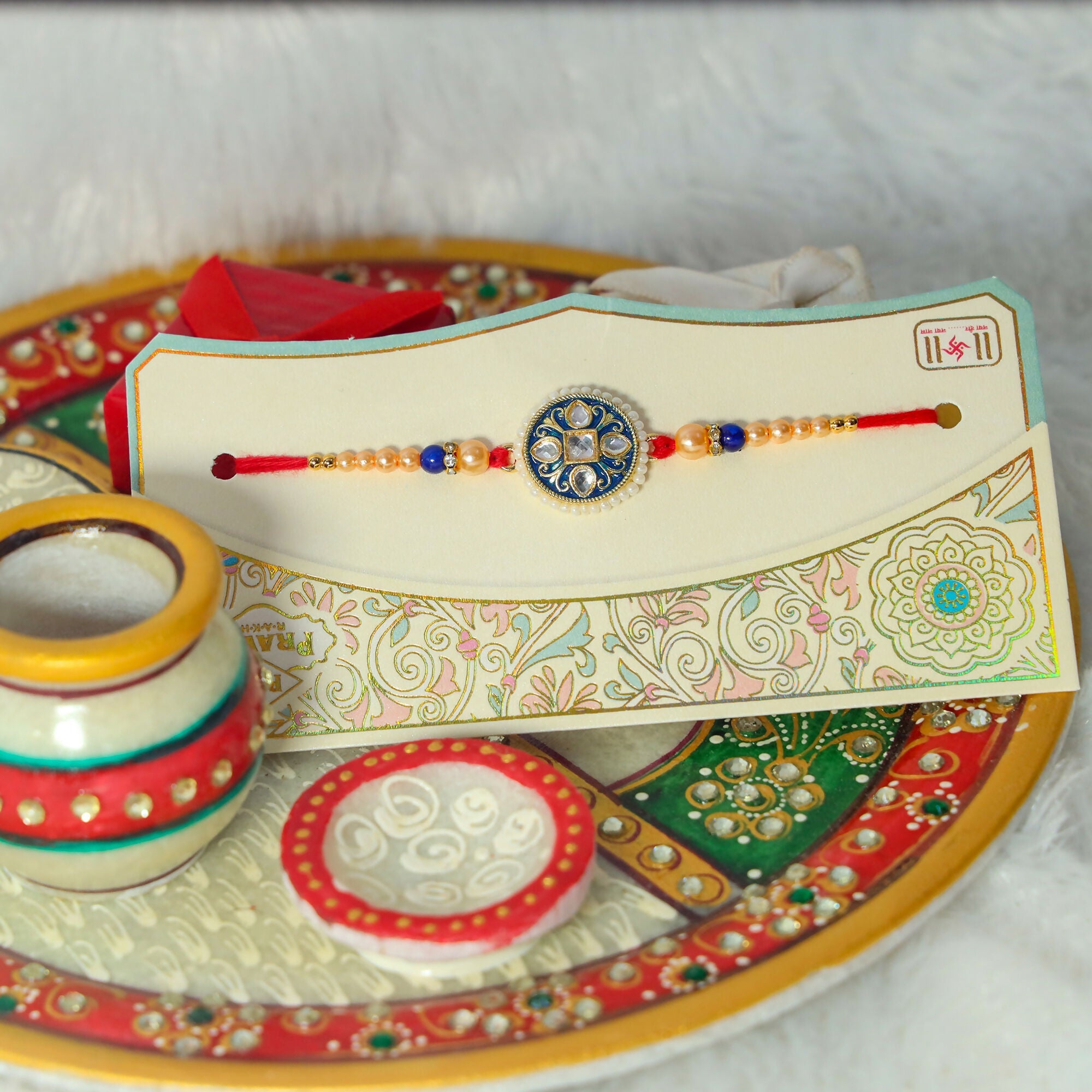 Indianvibez Meenakari With Kundan Work With Designer Rakhi | Grocsy