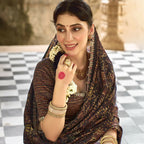 Brown Gajji Silk Gota With Minakari Work Saree With Unstitched Blouse - Norita Gajri | Grocsy