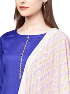 Ahalyaa Women's Royal Blue Poly Silk Solid Salwar Suit with Dupatta | Grocsy