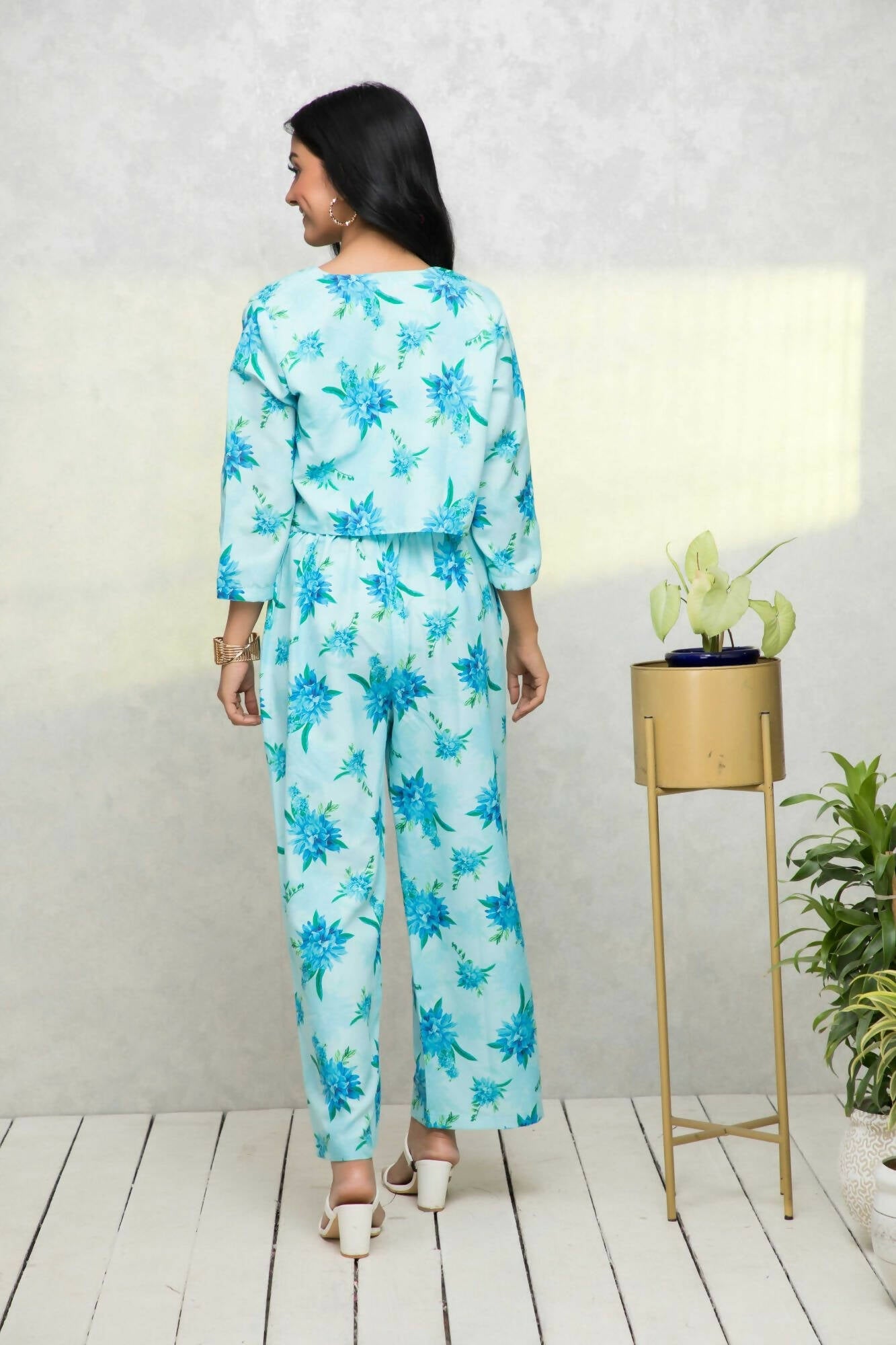 Myshka Women Blue Printed Pastels Co-Ords | Grocsy