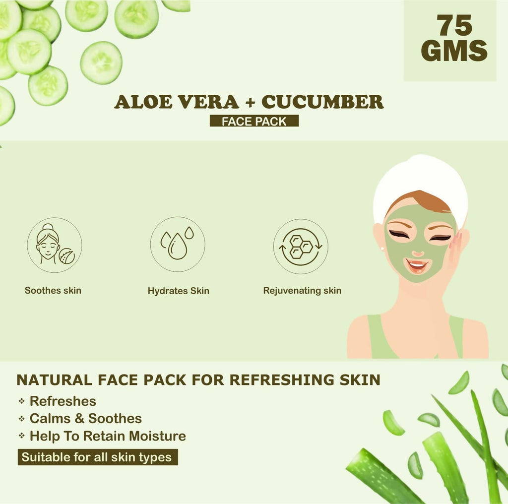 Kimayra Aloe Vera + Cucumber Face Pack Powder For Refreshing Glow Skin, Helps In Anti ?Ageing | Grocsy