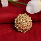 Mominos Fashion Joharkamal Gold-Polished Stone Studded Adjustable Finger Ring - Design 14 | Grocsy