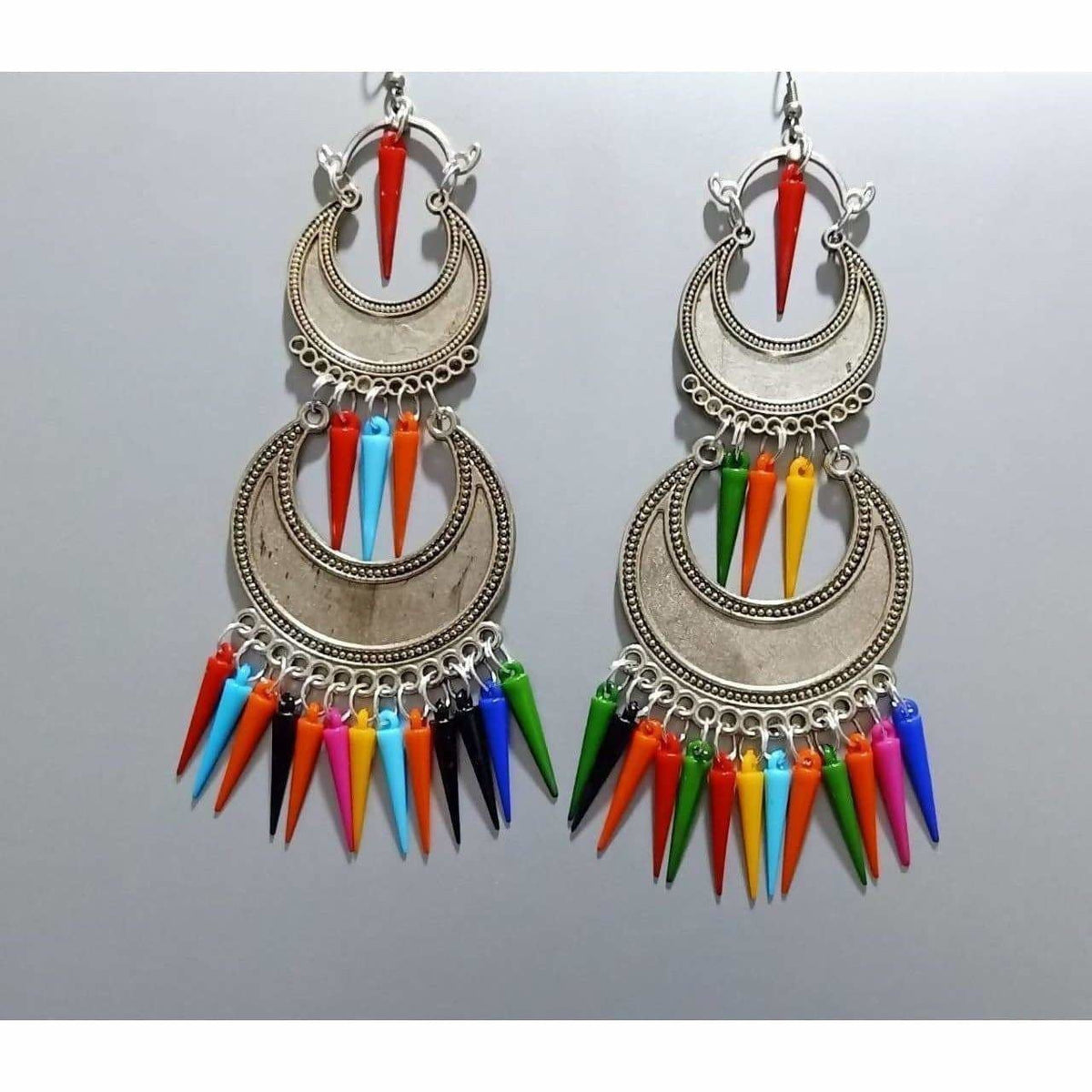 MS Fashion India Multi Color Alloy Double Chandbali Earrings | Grocsy