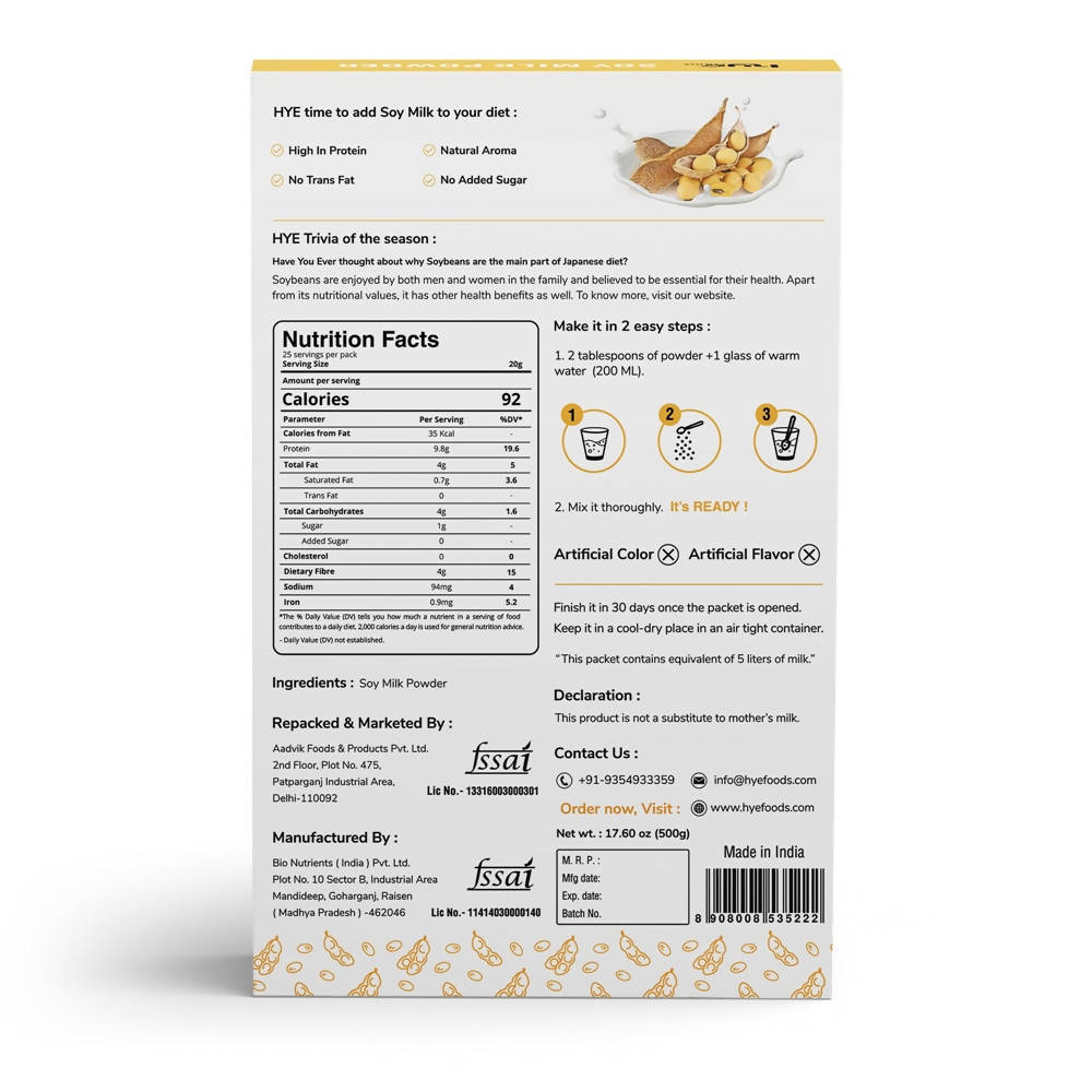 Hye Foods Vegan Soy Milk Powder | Grocsy