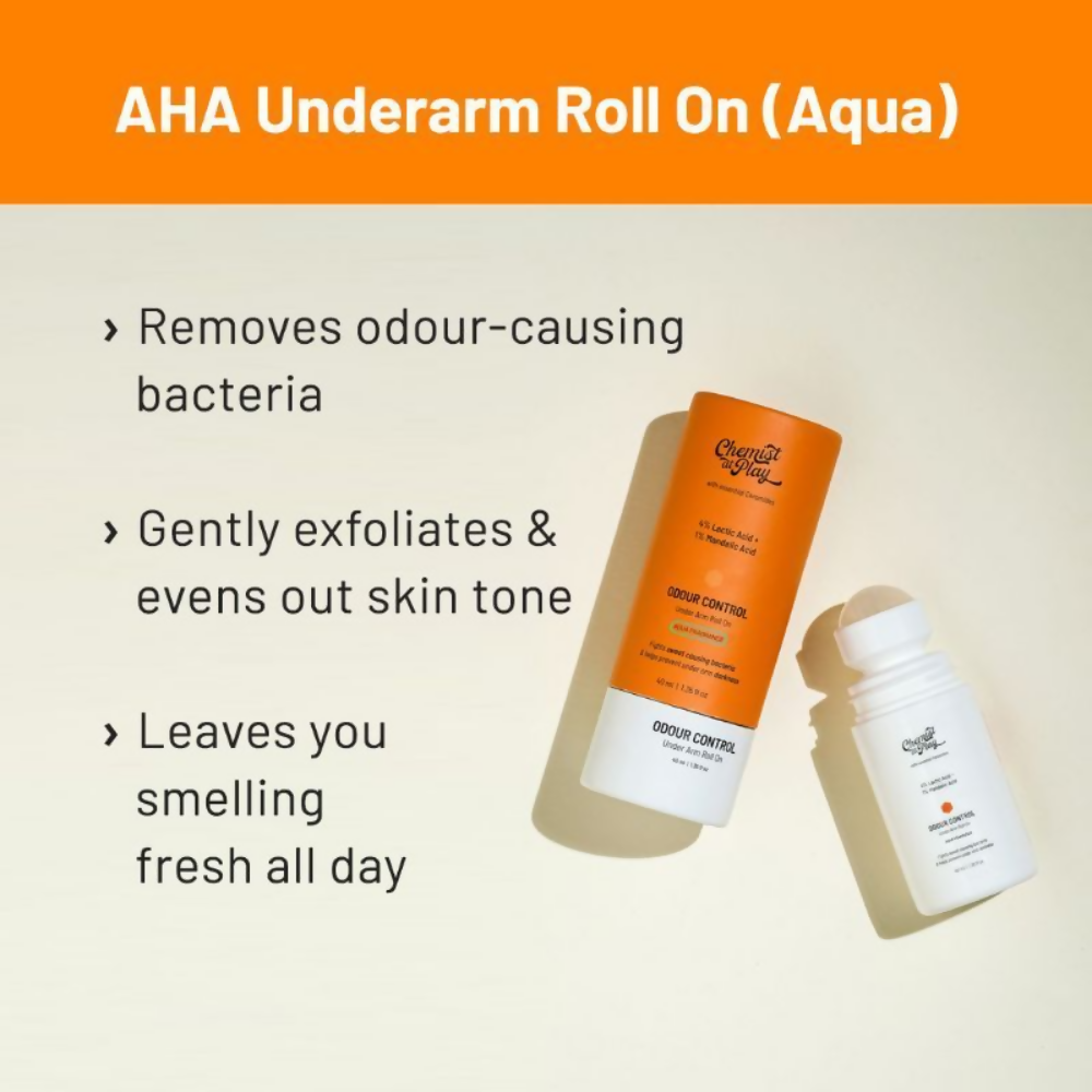 Chemist At Play Lactic Acid Exfoliating Body Wash & AHA Underarm Roll-On Combo | Grocsy