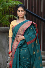 Beatitude Green Cotton Banarasi Saree | Grocsy