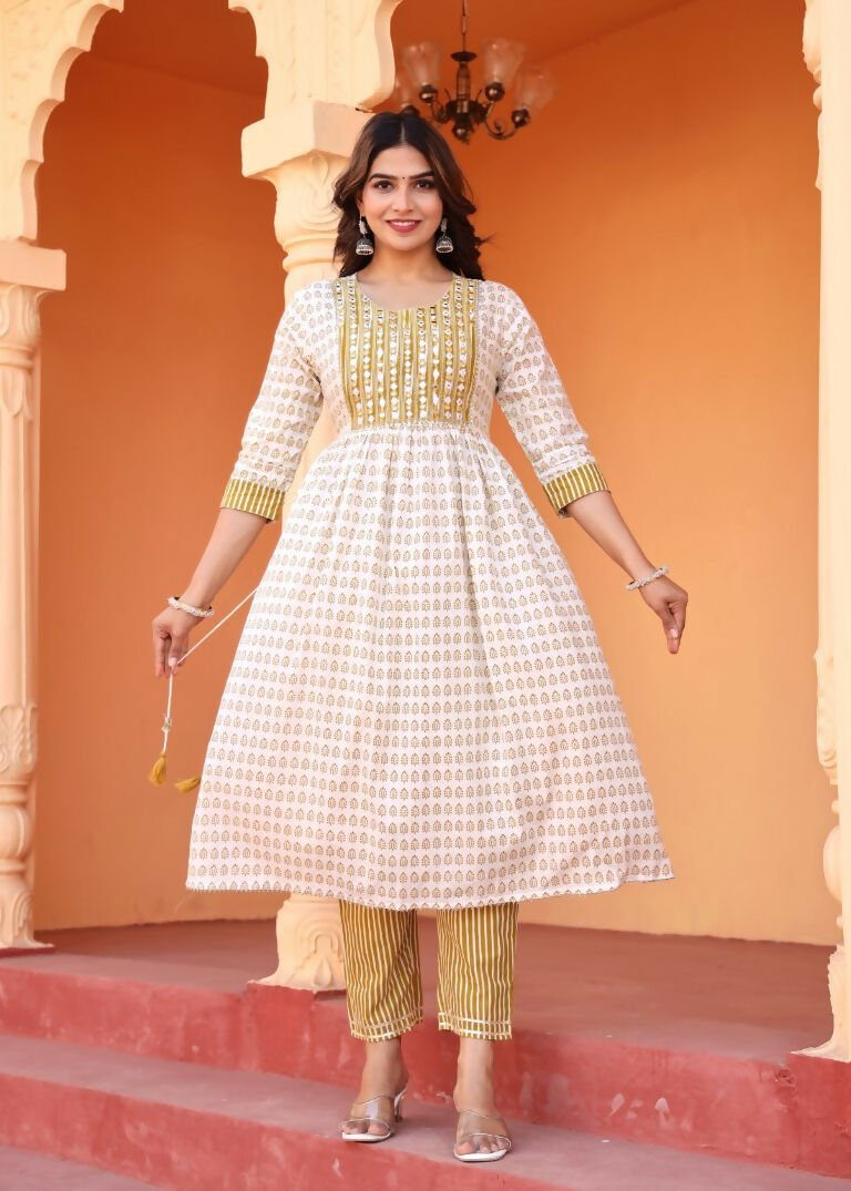 Alvano Printed 3Pcs Kurti Set for Women's and Girls Rayon | Grocsy